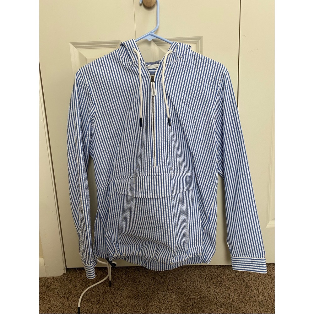 LL Bean Blue/White Striped Lightweight Jacket